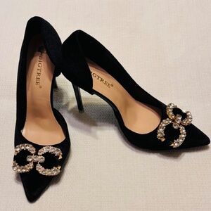 Big Tree Women Stilettos Black with Rhinestones Accents Sz 38